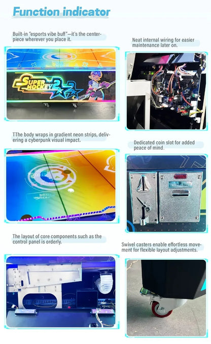 Custom Commercial Coin Operated Iron Sports Game Machine Air Hockey Table Arcade Interactive Multi-ball Customizable Automatic